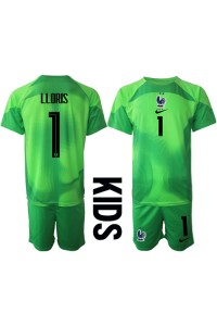 Fotbalové Dres Francie Hugo Lloris #1 Brankářské Dětské Venkovní Oblečení MS 2022 Krátký Rukáv (+ trenýrky)